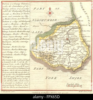 DURHAM: Bishoprick: Badeslade Toms 2nd Edition, 1745 antique map Stock Photo