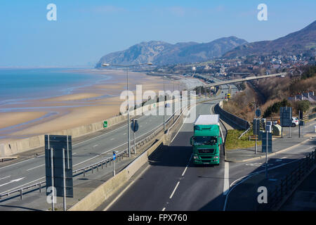 A55 North Wales Coast Road at Penmaenmawr, Gwynedd, North Wales. Stock Photo