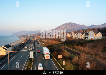 The A55 road along the North Wales coast between Llanddulas and Colwyn ...