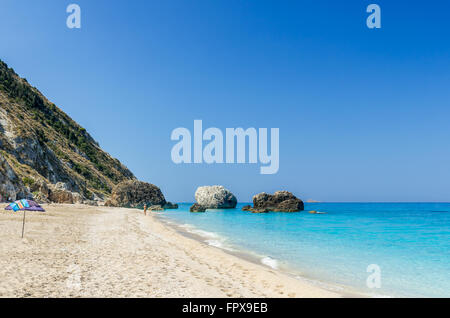 Megali Petra Beach near Kathisma Beach in Lefkada Island, Levkas, Lefkas, Ionian sea, Greece Stock Photo