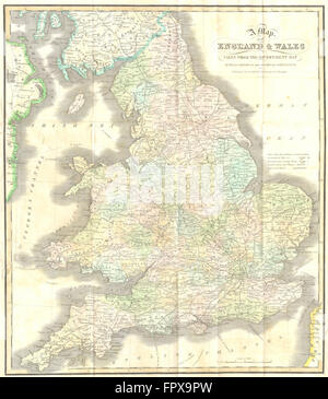 ENGLAND & WALES: FULLARTON, 1834 antique map Stock Photo