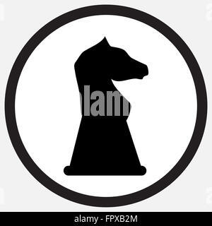 Chess horse icon monochrome black white. Chess and horse,  chess knight, chess pieces, horse head, horse chess piece, icon or sy Stock Photo