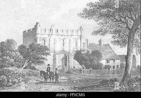 DERBYS: Mackworth Castle, Derbyshire. DUGDALE, antique print c1840 Stock Photo