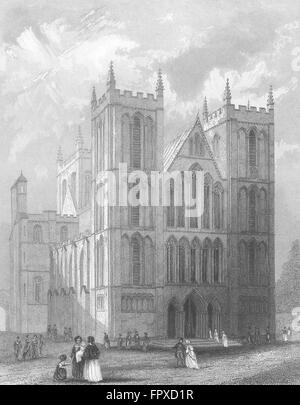 YORKS: Ripon Cathedral NW view, antique print 1836 Stock Photo