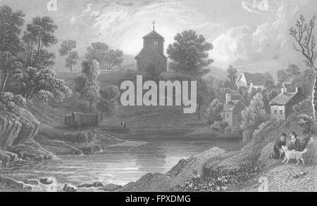 WALES: Aberedw, Church, Radnorshire: Radnor: Gastineau, antique print 1831 Stock Photo