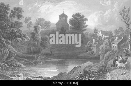 WALES: Aberedw, Church, Radnorshire: Radnor: Gastineau, antique print 1831 Stock Photo