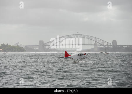 Seaplane in Sydney harbour ready for takeoff Stock Photo