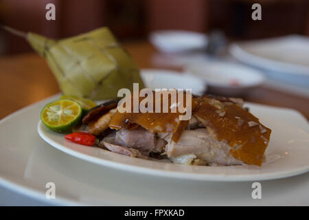 A culinary dish of the Philippines is a spit roasted pig known as Lechon Baboy Stock Photo