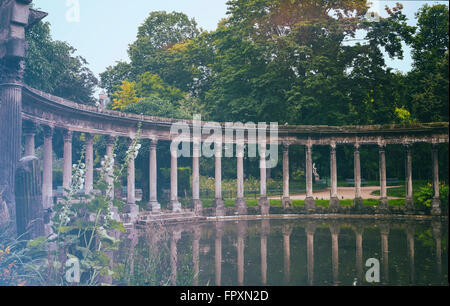 Vintage image of columns in parc Monceau in Paris, France. Stock Photo