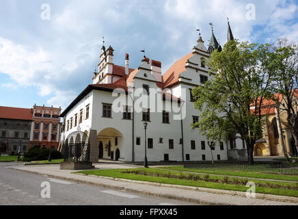 Levoca, PRESOV, SLOVAKIA -MAY 01, 2014: Old church on the central ...