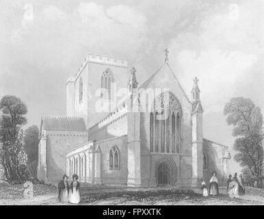 WALES: St Asaph's Cathedral west end: Asaph, antique print 1836 Stock Photo