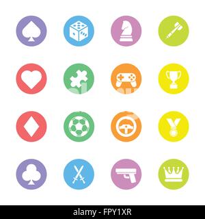[EPS10] colorful flat game icon set on circle for web design, user interface (UI), infographic and mobile apps Stock Vector