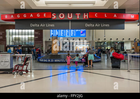 Delta Air Lines baggage claim in the south terminal of Atlanta International Airport in Atlanta, Georgia. Stock Photo