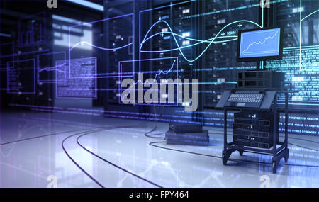 Hardware in the server room and Diagnostics. Stock Photo