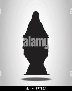 Virgin Mary Statue Silhouettes on the white background Stock Vector