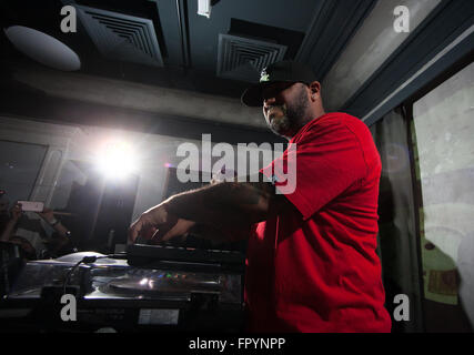 MOSCOW - 19 DECEMBER, 2015 : Concert of famous hip hop producer from Detroit, USA Erik Stephens known as Apollo Brown Stock Photo