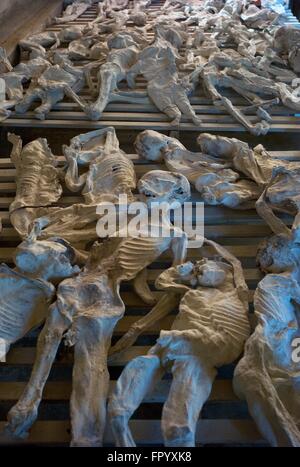 Murambi, Nyamagabe, Rwanda. 5th Feb, 2016. In 1995, the remains of more than 18,000 men, women and children were exhumed from mass graves at the Murambi Technical School, now known as the Murambi Genocide Memorial Centre in southern Rwanda. Although many bodies decomposed completely, the intense heat formed in the pits allowed some of the skeletal remains to be preserved. Most of these corpses were reburied in in common graves at the memorial centre. However, nearly one thousand corpses were further preserved in lime and placed in the school buildings where they were killed; these are the Stock Photo