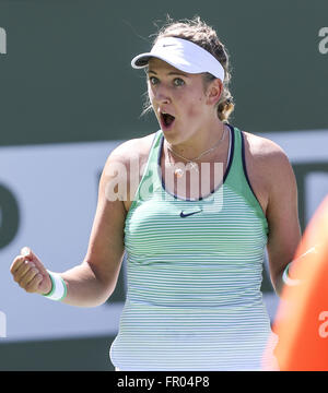 Los Angeles, California, USA. 8th Jan, 2016. Victoria Azarenka of Belarus celebrates after defeating Serena Williams of United States during the women singles final match of the BNP Paribas Open tennis tournament on Sunday, March 20, 2016 in Indian Wells, California. Azarenka won 6-4, 6-4. © Ringo Chiu/ZUMA Wire/Alamy Live News Stock Photo