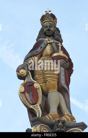 Statue depicting Joseph I at the market fountain in Aalen, Germany ...