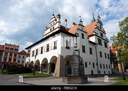 Levoca, PRESOV, SLOVAKIA -MAY 01, 2014: Old church on the central ...