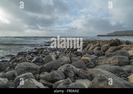 ROCKS IN STORMY SEA Stock Photo