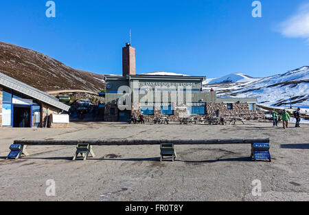 Cairngorm Mountain lower funicular railway installation on Cairn Gorm in Cairngorms National Park Scotland Stock Photo