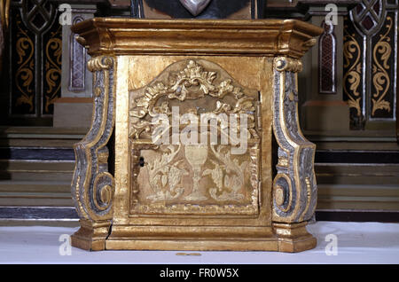 Tabernacle on the altar of the Virgin Mary in the church of Saint Martin in Sv. Martin pod Okicem, Croatia Stock Photo