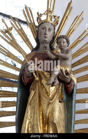 Virgin Mary with baby Jesus, Church of Our Lady of Sorrows in Rosenberg, Germany on May 06, 2014. Stock Photo