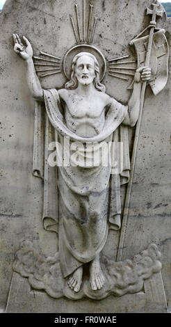 Risen Christ, Cemetery in Hohenberg, Germany on May 06, 2014. Stock Photo