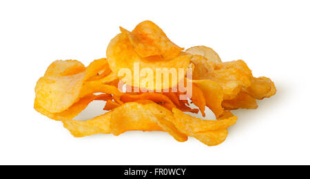 Pile of potato chips isolated on white background Stock Photo