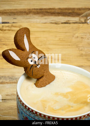 Easter Bunny in coffee cup Stock Photo