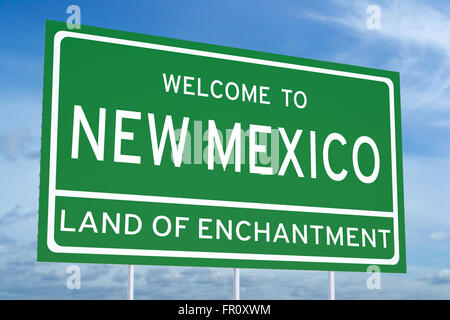 Welcome to New Mexico state concept on road sign Stock Photo