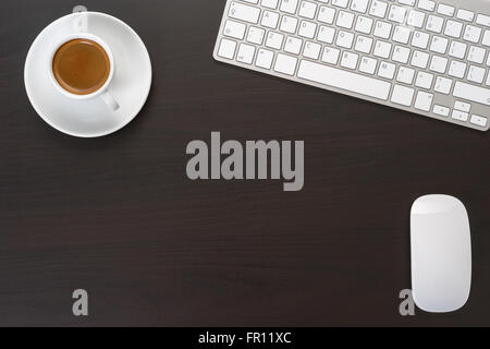 Computer mouse and keyboard with coffee in the workplace in the office Stock Photo