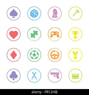 [EPS10] colorful flat game icon set with circle frame for web, UI, infographic and mobile apps Stock Vector