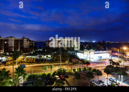 Florida St. Saint Pete Petersburg Beach,Gulf Boulevard,night,FL160210083 Stock Photo