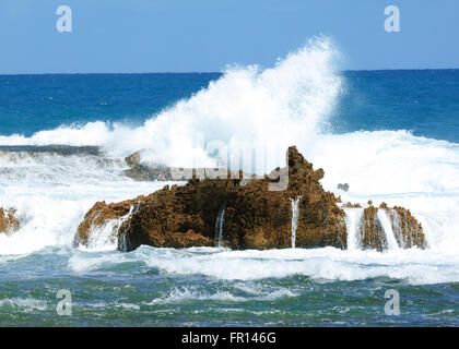 Rough Seas at Point Quobba, near Carnarvon, Coral Coast, Gascoyne Region, Western Australia Stock Photo