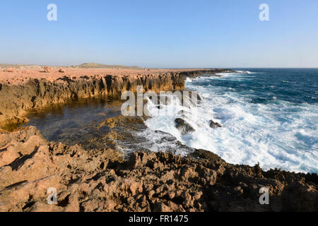 Rough Seas at Point Quobba, near Carnarvon, Coral Coast, Gascoyne Region, Western Australia Stock Photo