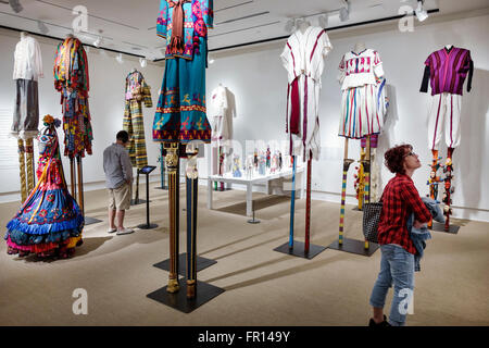 Orlando Winter Park Florida,Cornell Fine Arts Museum,Rollins College,interior inside,gallery,Laura Anderson Barbata,Zaachila Oaxaca masks,cotton cloth Stock Photo