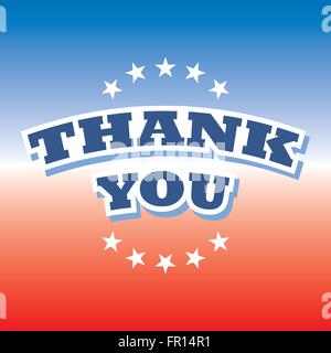 thank you banner on red and blue background Stock Vector