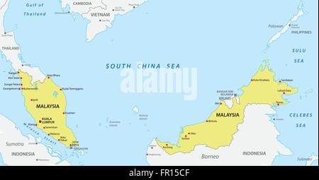 Thailand and Malaysia map Stock Photo: 229119889 - Alamy