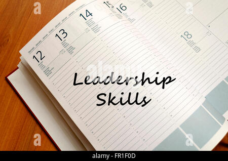 Leadership skills text concept write on notebook Stock Photo