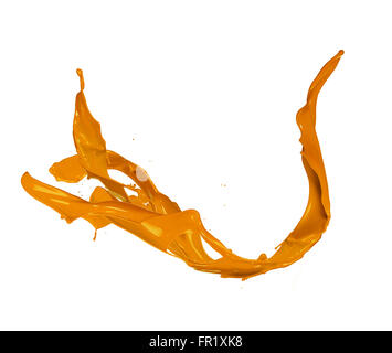 Orange paint splash, isolated on white background Stock Photo