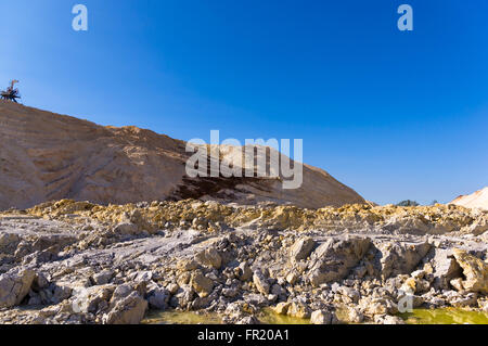 the quarry of blue clay in a cloudless summer day Stock Photo