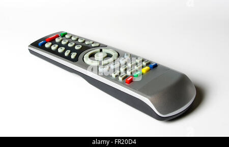 Infrared TV remote control on white background Stock Photo