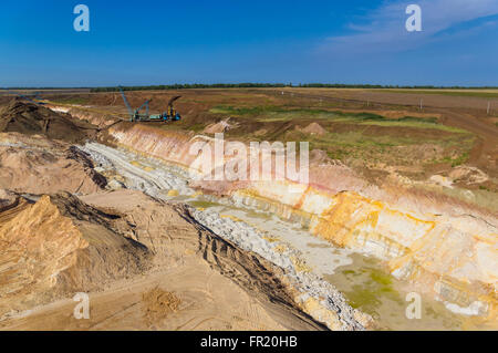 the quarry of clay in a cloudless summer day Stock Photo