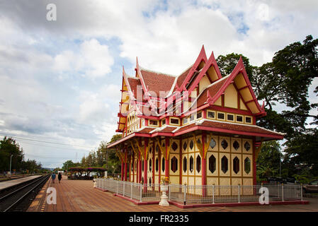 Image of the ornate pavilion at Hua Hin train station, Thailand. Stock Photo