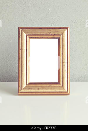 Image of old gilded frame mockup. Stock Photo