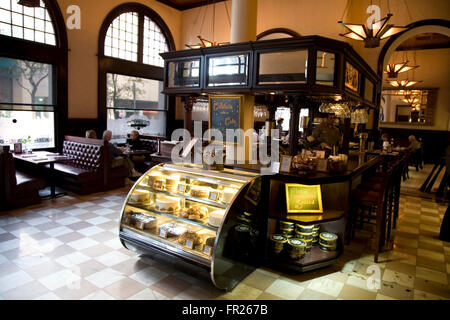 The vintage coffee shop at the 1886 Driskill Hotel in Austin, Texas, USA Stock Photo