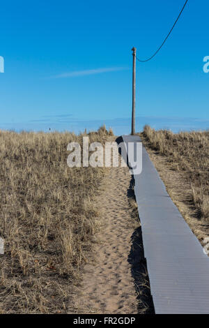 walkway in Old Orchard Beach, Maine Stock Photo