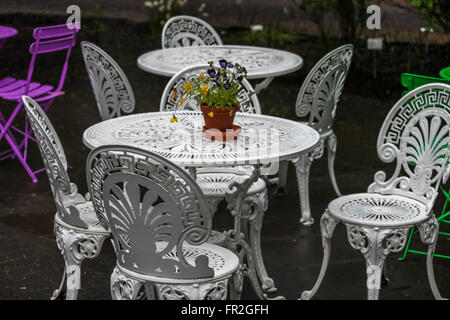 park tables and chairs Stock Photo